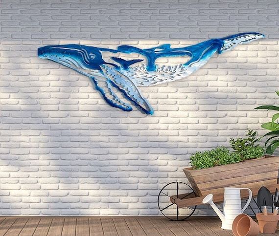 Aluminum Humpback Whale Wall Art Metal Fish Art Metal Ocean – Etsy Inside Most Recent Whale Wall Art (View 2 of 20)