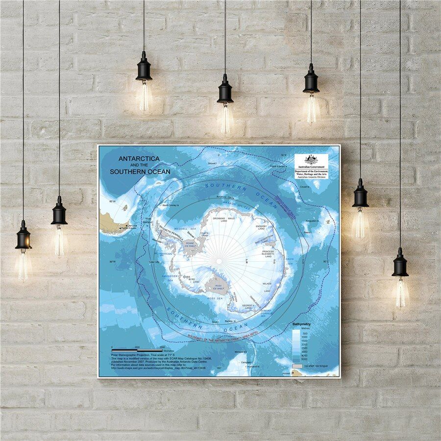 Antarctic And The Southern Ocean Map Bright Color Charming Wall Art Sticker  Canvas Print Painting Home Decor Pub Cafe Bar Poster|poster Coffee|cafe  Decorationvintage Wall – Aliexpress With Regard To Latest Ocean Hue Wall Art (View 18 of 20)