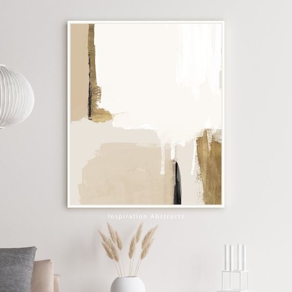 Beige Gold Minimal Abstract Painting Printable Wall Art – Etsy France For Most Popular Beige Wall Art (View 9 of 20)
