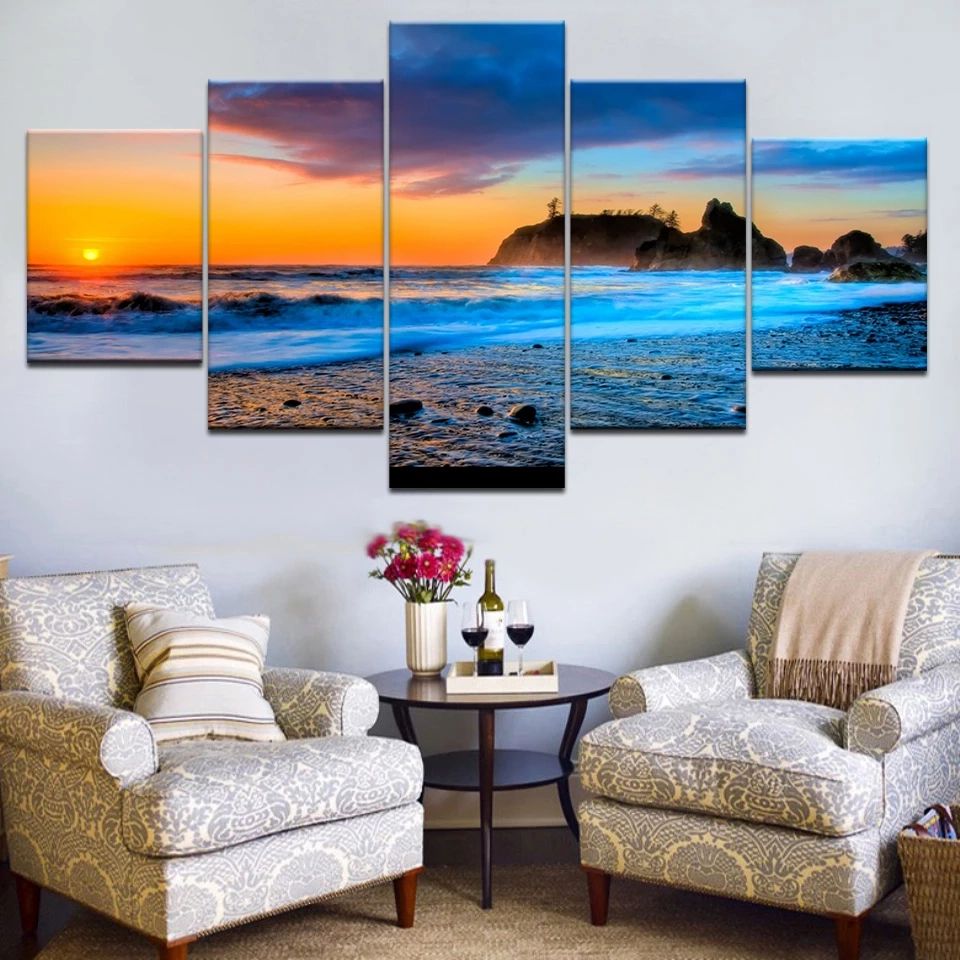 Big Size 5pcs/set Modern Home Living Room Wall Decor Seascape Sunrise Wall  Art Picture Print On Canvas Frame Painting Art – Painting & Calligraphy –  Aliexpress Within Most Up To Date Sunrise Wall Art (View 12 of 20)