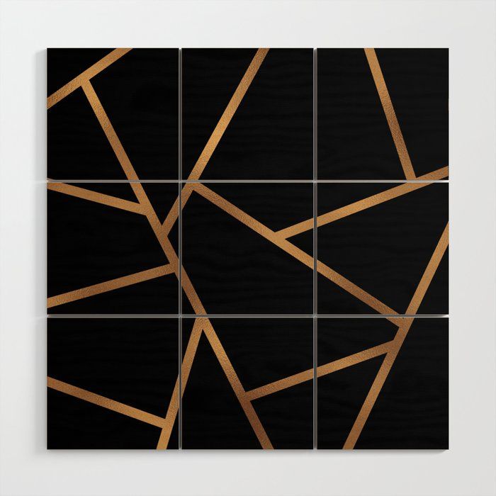 Black And Gold Fragments – Geometric Design Wood Wall Artcatherine  Buggins | Society6 Pertaining To Current Black Wood Wall Art (View 6 of 20)