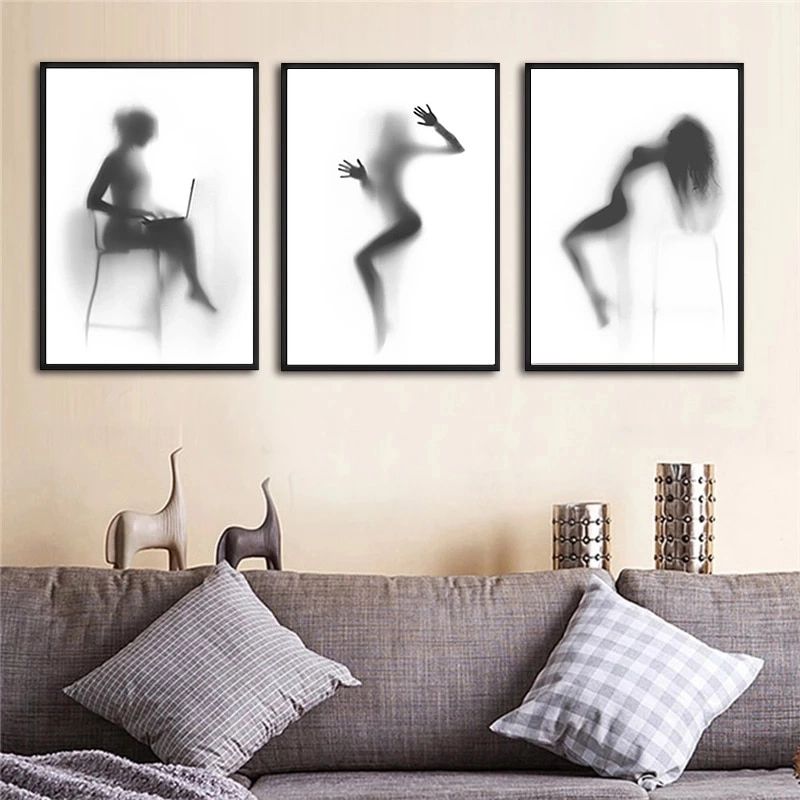 Black And White Sexy Nude Women Wall Art Canvas Painting Prints Poster For  Bathroom Wall Decor Naked Girl In The Shower Portrait – Painting &  Calligraphy – Aliexpress Intended For Most Recent Female Wall Art (View 5 of 20)