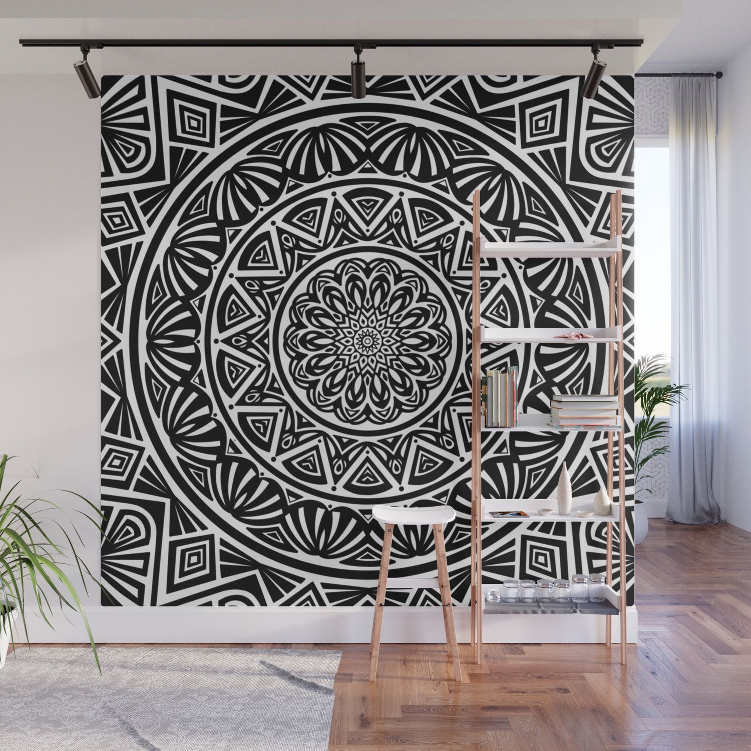 Black And White Simple Simplistic Mandala Design Ethnic Tribal Pattern Wall  Muralaej Design | Society6 Inside 2018 Tribal Pattern Wall Art (View 13 of 20)