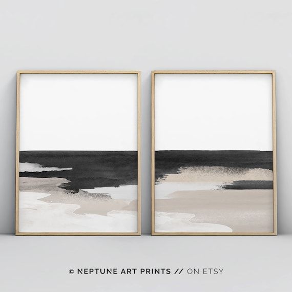 Black Beige Wall Art 2 Piece Wall Art Abstract Wall Art – Etsy France Intended For Newest Beige Wall Art (View 3 of 20)