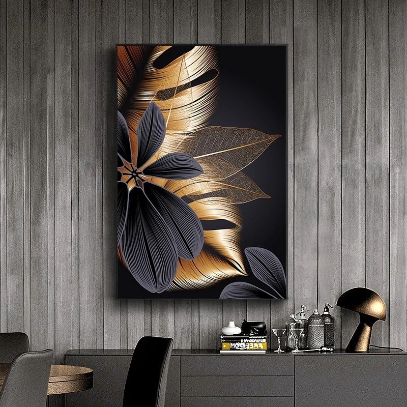 Black Golden Plant Leaf Canvas Poster Print Modern Home Decor Abstract Wall  Art Painting Nordic Living Room Decoration Picture – Painting & Calligraphy  – Aliexpress Regarding Current Abstract Plant Wall Art (View 9 of 20)