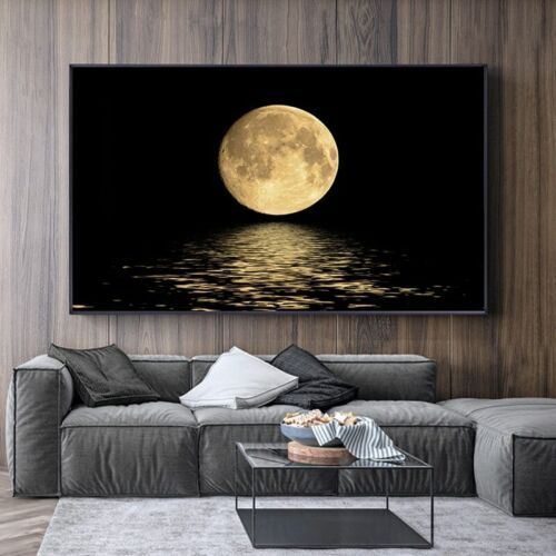 Black White Moon Canvas Painting Modern Wall Art Home Decor Posters &  Prints Art | Ebay With Regard To Latest The Moon Wall Art (View 7 of 20)