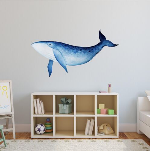 Blue Whale Wall Decal Sea Wall Sticker Ocean Wall Art Childrens Nursery  Decor | Ebay Inside Current Whale Wall Art (View 20 of 20)
