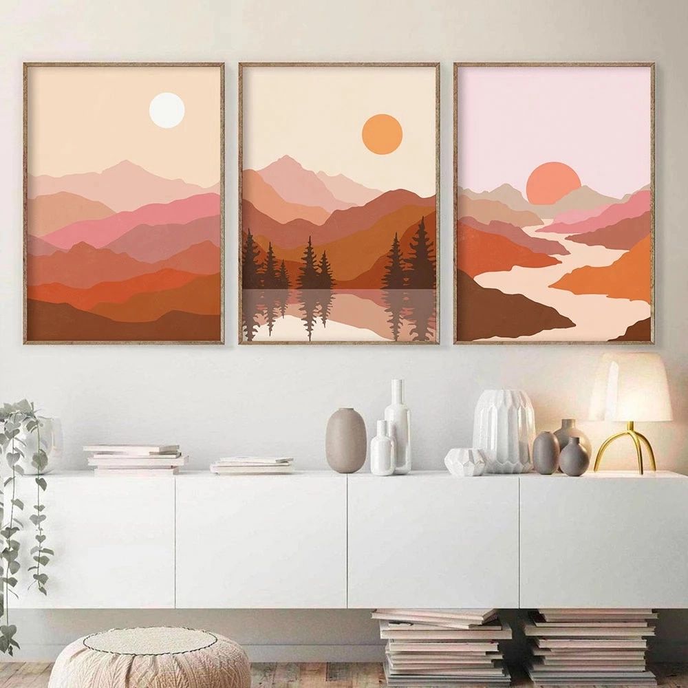 Boho Abstract Mountain Poster Landscape Art Print Terracotta Burnt Orange Canvas  Painting Nordic Wall Picture Bedroom Home Decor – Painting & Calligraphy –  Aliexpress In Recent Abstract Terracotta Landscape Wall Art (View 10 of 20)