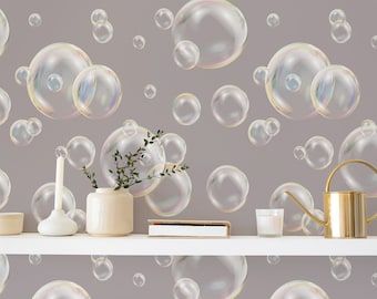 Bubbles Wallpaper – Etsy France With Most Recently Released Bubble Wall Art (View 19 of 20)