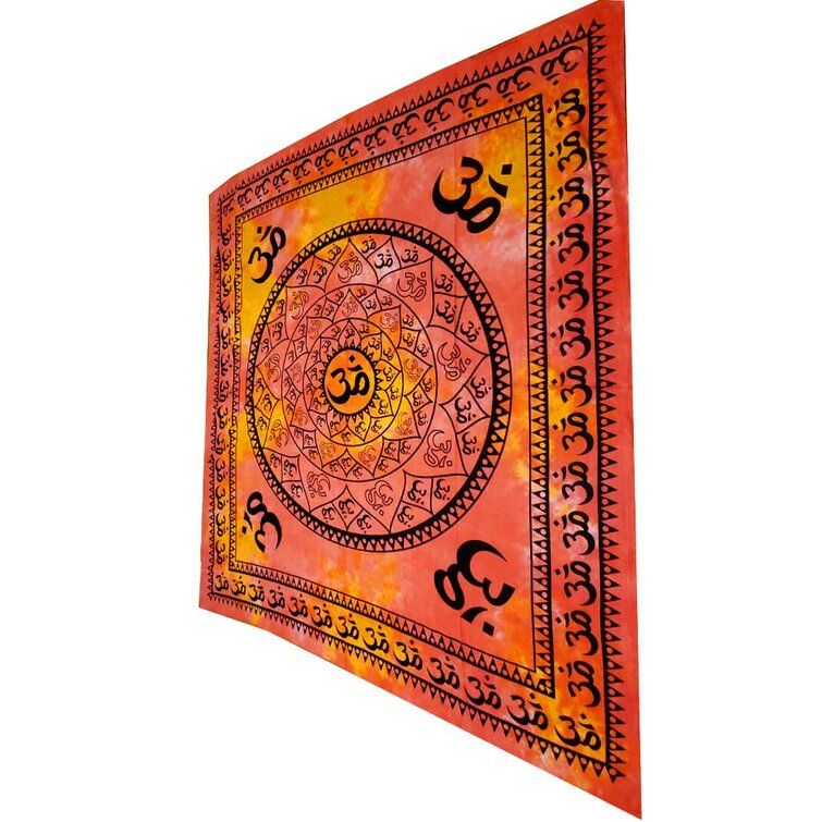 Bungalow Rose Cotton Sunburst Wall Decor Aum Shanti In Sanskrit On A Lotus  Mandala Tapestry | Wayfair Pertaining To Most Recent Cosmic Sound Wall Art (View 16 of 20)