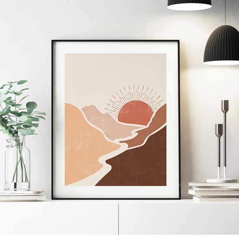 Burnt Orange Abstract Print Sun Mountains Landscape Poster Modern Boho Wall  Art Canvas Painting Nordic Picture Living Room Decor – Painting &  Calligraphy – Aliexpress With Regard To Current Sun Abstraction Wall Art (View 3 of 20)