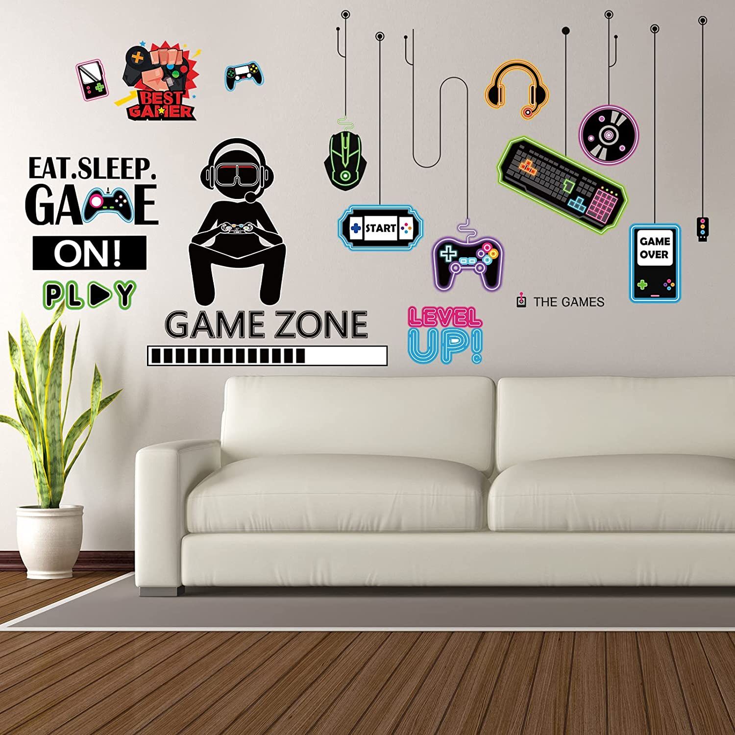 Buy 2 Sheets Game Room Decoration Video Game Room Wall Stickers Big Sizes  Gamer Wall Decal Stickers Game Boy Decal Wallpaper Game Wall Art For Boy  Men Playroom Bedroom Living Room Wall Intended For Newest Games Wall Art (View 20 of 20)