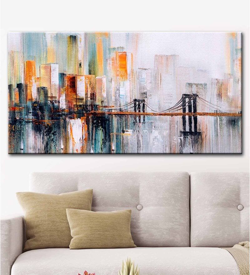 Buy Bridge Abstract Modern Art Canvas Printed Painting With Wood Frame Wallmantra Online – People & Places Art Prints – Art Prints – Home Decor –  Pepperfry Product In Latest Abstract Modern Wood Wall Art (View 16 of 20)