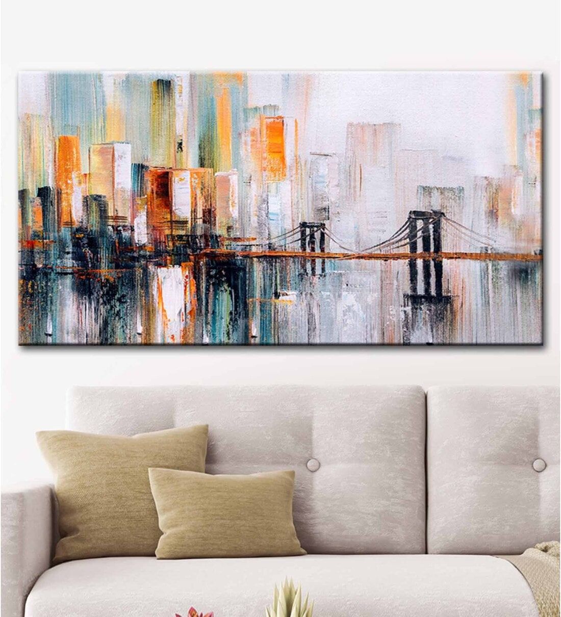 Buy Bridge Abstract Modern Art Canvas Printed Painting With Wood Frame Wallmantra Online – People & Places Art Prints – Art Prints – Home Decor –  Pepperfry Product Intended For 2018 Modern Art Wall Art (View 16 of 20)