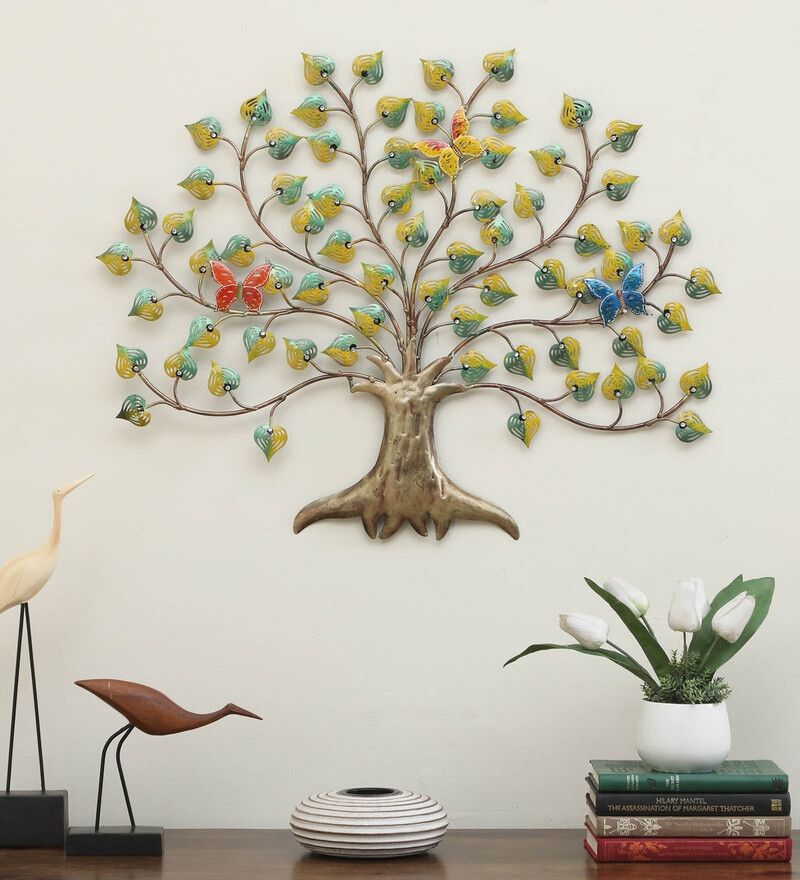 Buy Metal Multicolour Hand Painted Tree Wall Artpadmavati Art Creations  Online – Floral Metal Art – Metal Wall Art – Home Decor – Pepperfry Product With Regard To Recent Hand Drawn Wall Art (View 15 of 20)