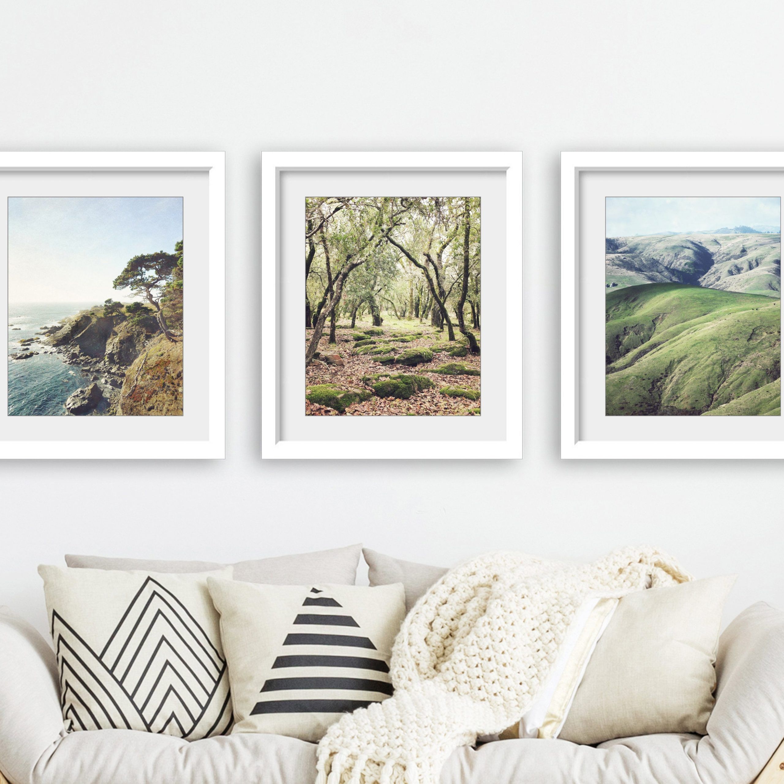 California Landscapes Set Of 3 Prints Coastal Wall Art – Etsy For Current California Living Wall Art (View 1 of 20)