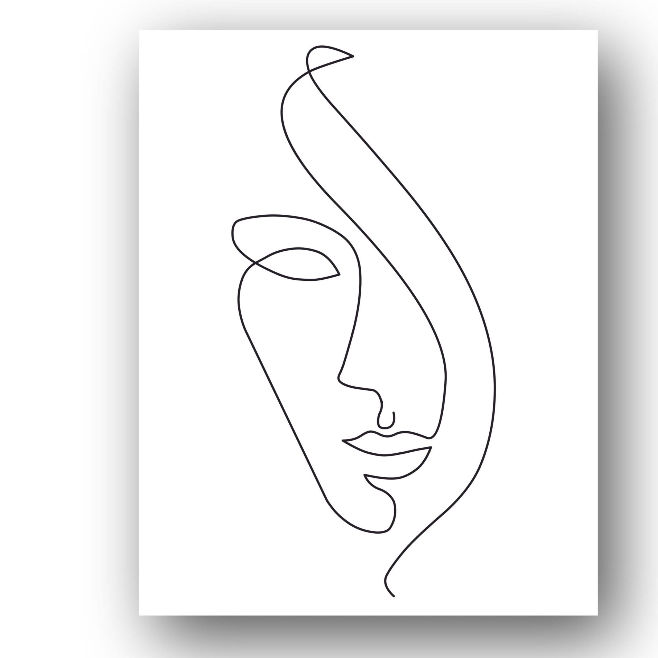 Canvas Continuous Line Drawing Face Art Abstract Home – Etsy France Intended For Most Popular Line Abstract Wall Art (View 16 of 20)