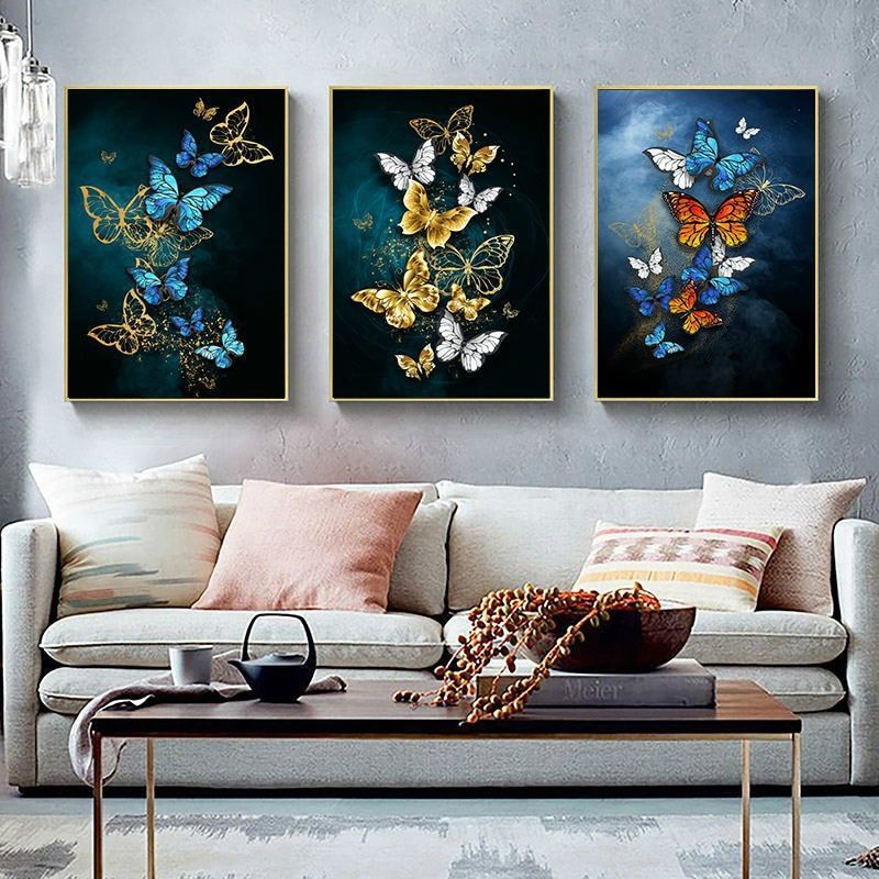 Canvas Painting Butterfly Canvas Wall Art Painting Nordic Abstract Home Wall  Pictures For Living Room Triple Color Butterfly | Abstract Wall Art Painting,  Wall Art Painting, Minimalist Wall Art Intended For Most Recent Modern Art Wall Art (View 8 of 20)