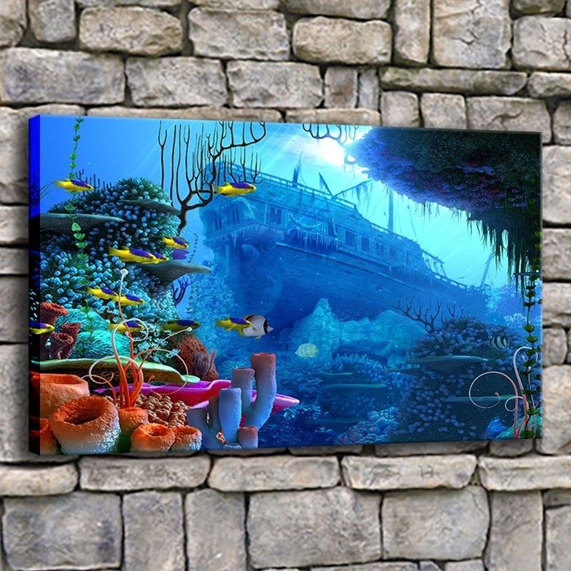 Canvas Prints Poster Living Room Wall Art 1 Piece Depth Ocean Sea Underwater  Worl Coral Fish Painting Modern Pictures Home Decor – Painting &  Calligraphy – Aliexpress Throughout 2017 Underwater Wall Art (Gallery 19 of 20)