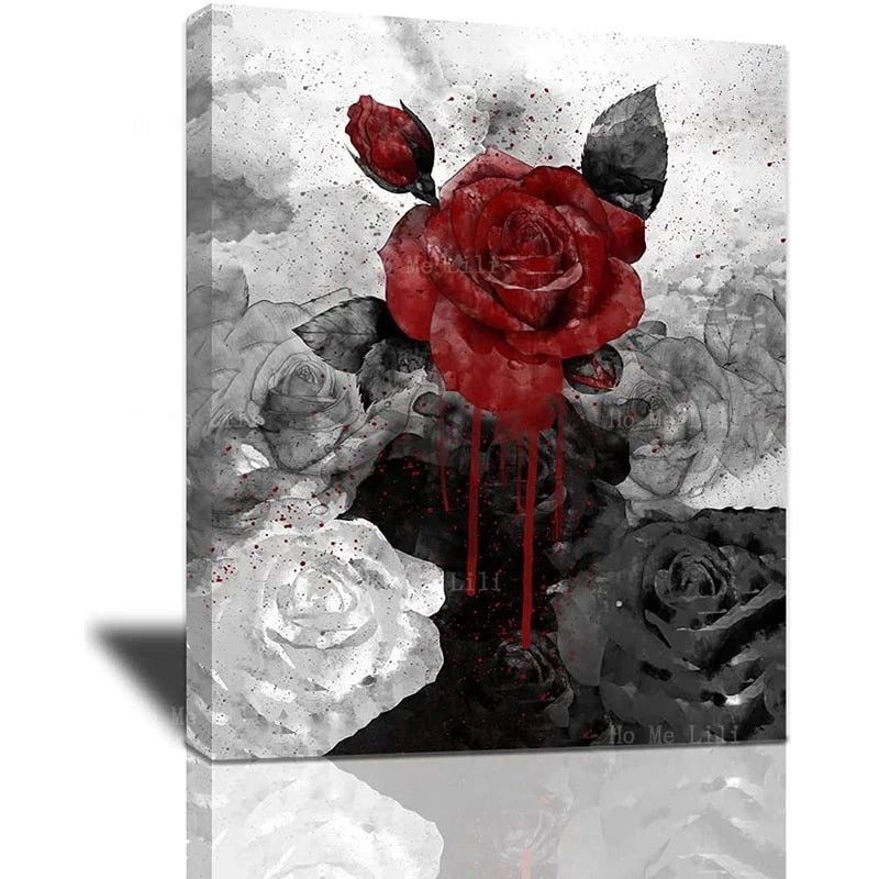 Canvas Wall Art Retro Black And White Red Rose Flower Ink Painting Print  Modern Floral Artwork Poster For Living Room Decor – Paintnumber  Package – Aliexpress With 2018 Roses Wall Art (View 16 of 20)