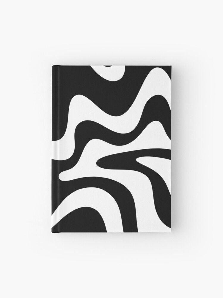 Carnet Cartonné « Liquid Swirl Retro Abstract Pattern En Noir Et Blanc »,  Par Kierkegaard | Redbubble For Most Up To Date Liquid Swirl Wall Art (View 16 of 20)