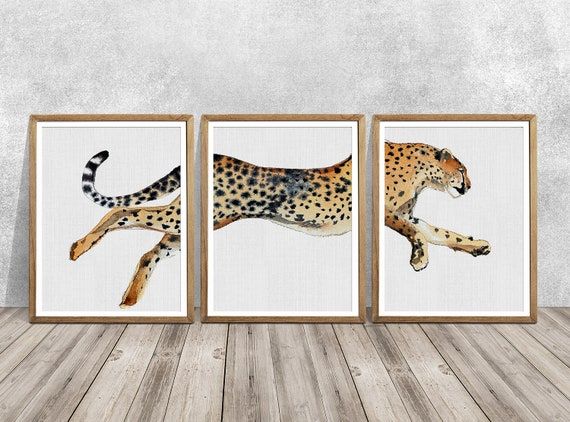 Cheetah Print Set Of 3 Cheetah Art Cheetah Wall Art Big Cat – Etsy Throughout Current Cheetah Wall Art (View 9 of 20)