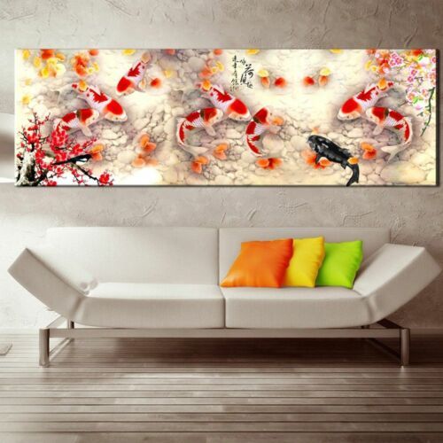 Chinese Abstract Nine Koi Fish Canvas Wall Art Landscape Poster Decoration  New | Ebay Intended For Most Recently Released Koi Wall Art (View 6 of 20)