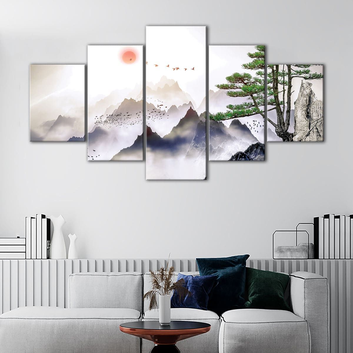 Chinese Mountain Fog Canvas Wall Art | Nature Print – Canvas Art Bay Pertaining To Latest Mountains In The Fog Wall Art (View 12 of 20)