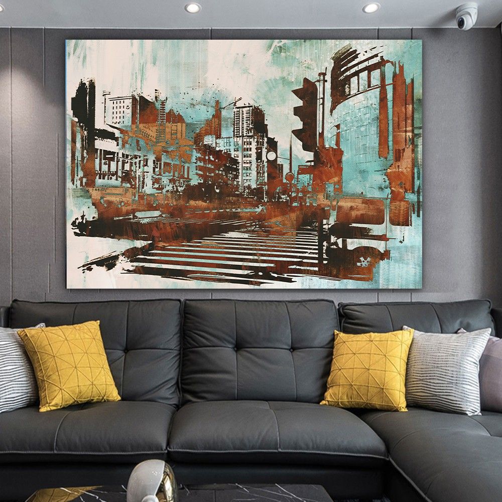 City Canvas Art, Cityscape Canvas Art, Illustration Painting, Minimalist  Canvas Print, Urban Wall Art, Rustic Home Decor, Modern City Poster Intended For Most Current Urban Wall Art (View 18 of 20)