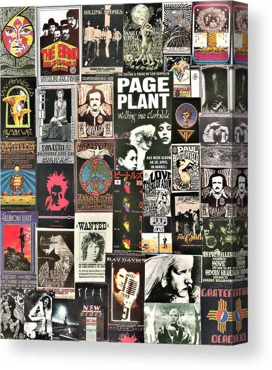 Classic Rock Posters In Shades Of Black Collage 17 Canvas Print / Canvas Art Doug Siegel – Fine Art America Inside Newest Classic Rock Wall Art (View 11 of 20)