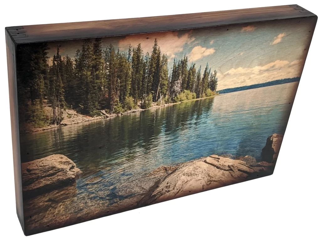 Clear Mountain Lake – Handcrafted Wall Art – Relic Wood Inside 2018 Mountain Lake Wall Art (View 12 of 20)