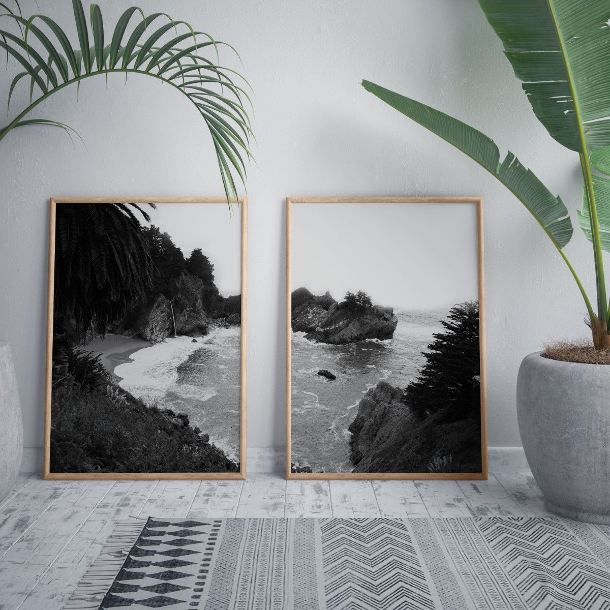 Coastal Paradise Framed Wall Art (set Of 2), Black And White Tropical Art,  Botanical Art, Nature Art – Choose Size And Frame Color – Wall Art, Hanging  Wall Decor, Home Decor – Bestofbharat Within Recent Tropical Paradise Wall Art (View 13 of 20)