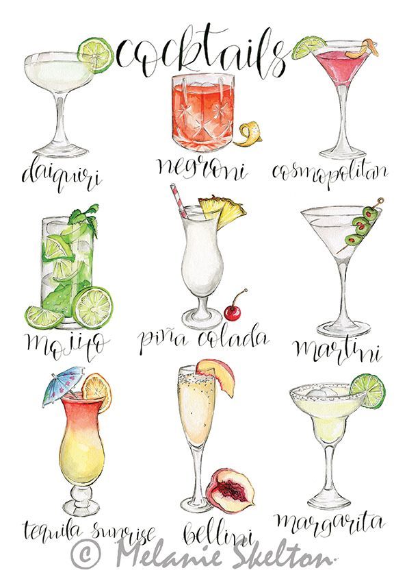 Cocktails A4 Art Print Prints And Posters Wall Art | Etsy Uk | Cocktails  Drawing, Cocktail Illustration, Cocktail Art Pertaining To Most Up To Date Cocktails Wall Art (View 18 of 20)