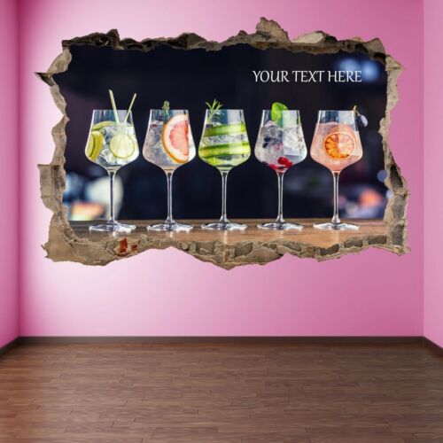 Cocktails Wall Art Stickers Decal With Personalised Text Pub Bar Decor Hg11  | Ebay Throughout Most Up To Date Cocktails Wall Art (View 6 of 20)