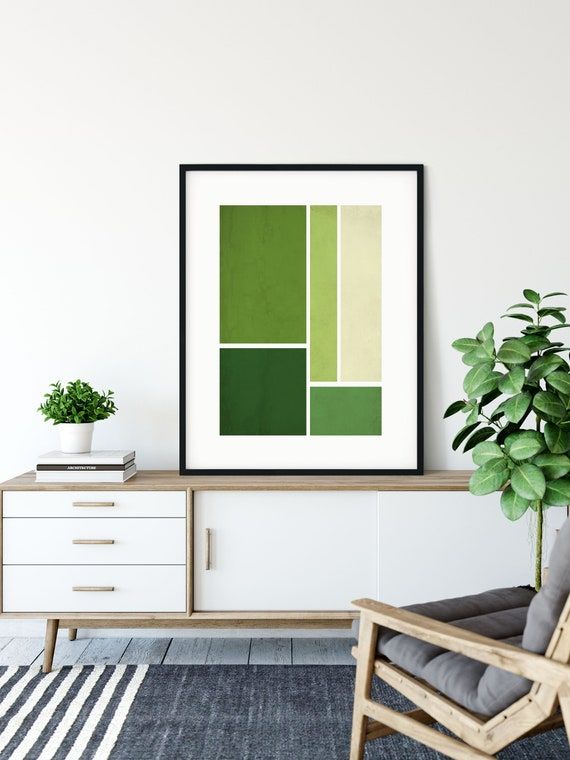 Color Block Wall Art Shade Of Green Geometric Poster For A – Etsy Ireland In 2018 Color Block Wall Art (View 20 of 20)