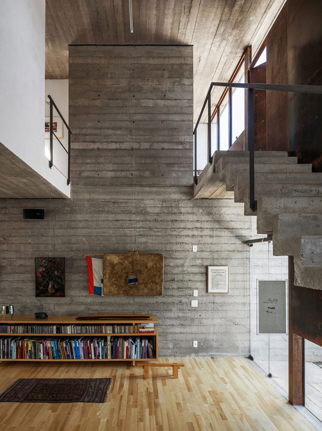 Concrete Wall, Art, Wooden Flooring, Urban House In São Paulo, Brazil :  Fresh Palace With Regard To Current Concrete And Wood Wall Art (View 13 of 20)