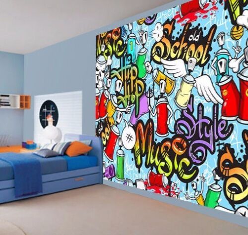 Cool Kids Graffiti Music Style Hip Hop School Wallpaper Wall Mural  (29971665) | Ebay In Newest Hip Hop Design Wall Art (View 20 of 20)