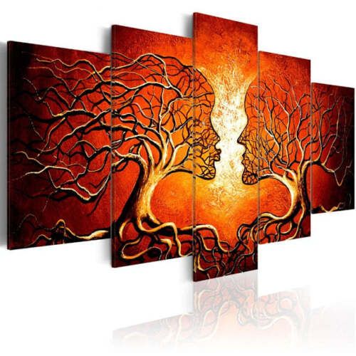 Couleur Rouge Arbre Human Branches Encadrée 5 Pièce Toile Wall Art | Ebay With Most Popular Colorful Branching Wall Art (View 2 of 20)