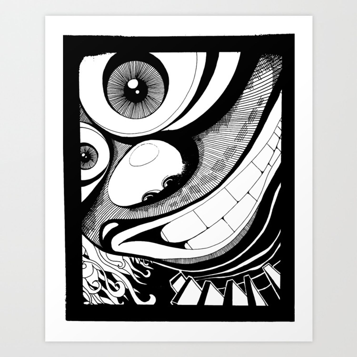 Crazy Clown Ink Art Printlost House Creations | Society6 Within Most Recent Ink Art Wall Art (View 18 of 20)