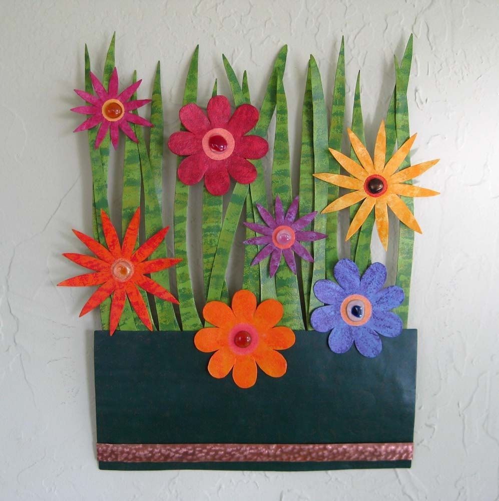 Custom Made Handmade Upcycled Metal Flower Garden Wall Art Sculpture Frivolous Tendencies | Custommade Pertaining To Most Recent Flower Garden Wall Art (View 5 of 20)