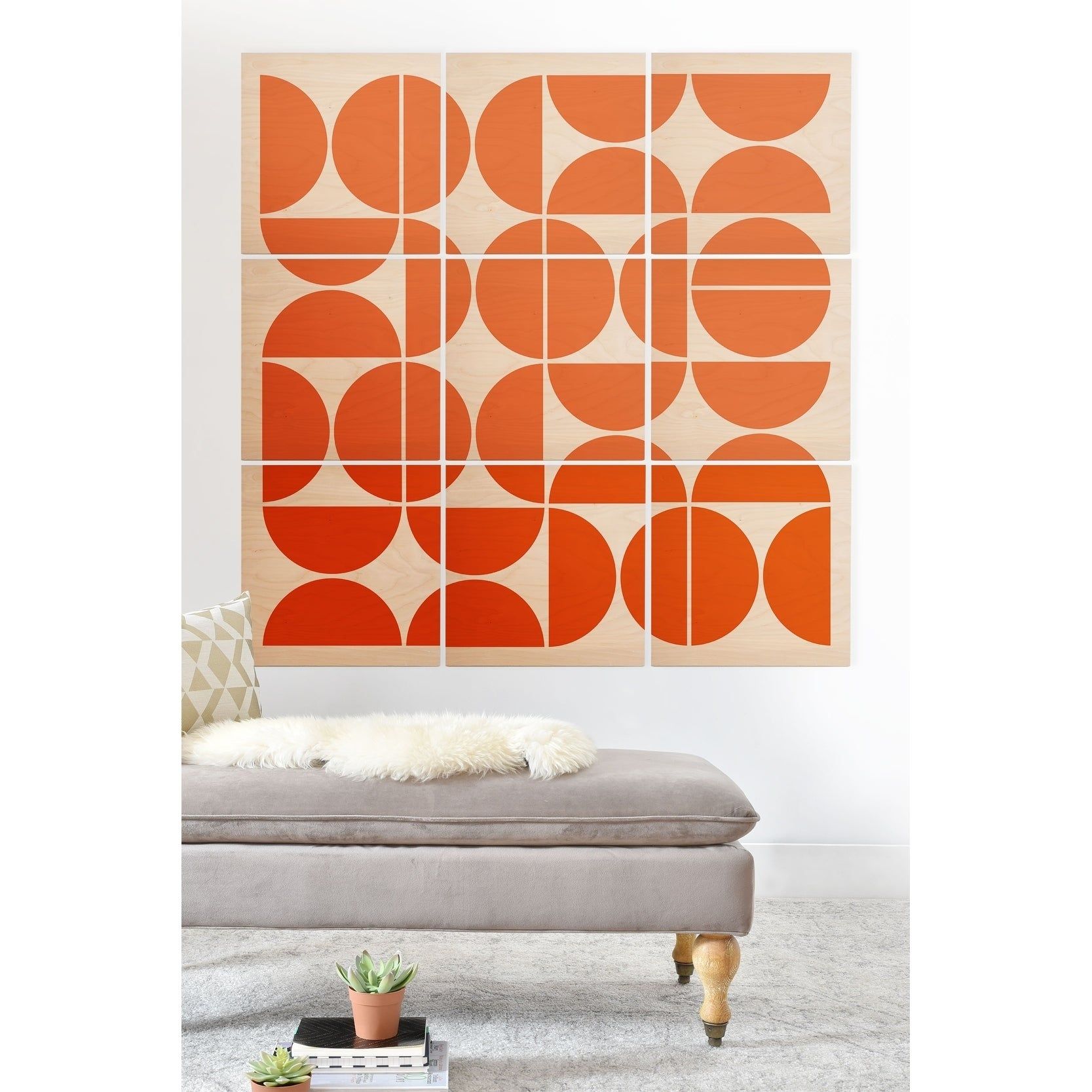 Deny Designs Mid Century Modern Orange Wood 9 Square Wall Mural – Overstock  – 25775932 Intended For Most Up To Date Orange Wood Wall Art (View 3 of 20)
