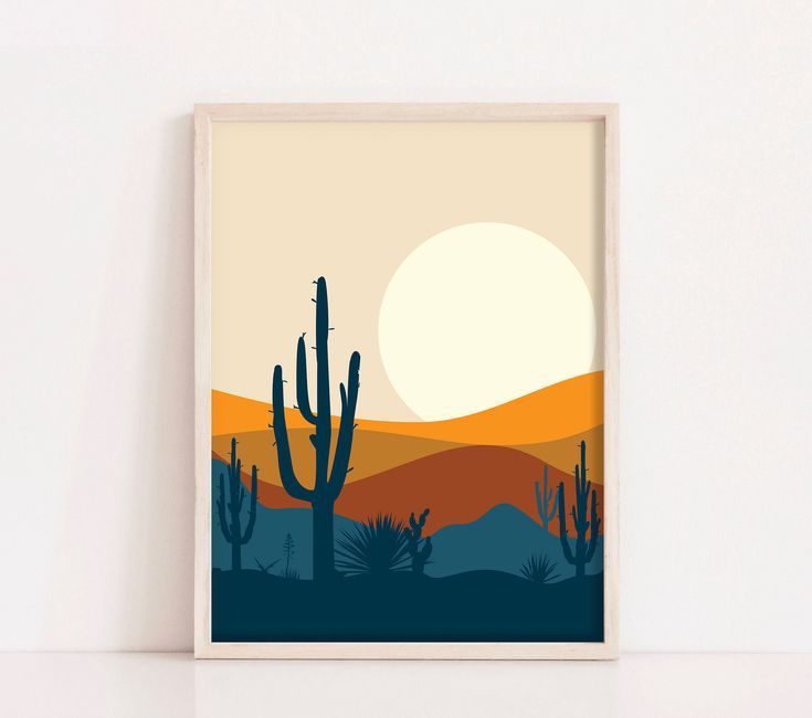 Desert Print Landscape Art Southwestern Decor Blue Orange Sun – Etsy | Desert  Art, Landscape Art, Modern Abstract Wall Art Intended For Latest Sun Desert Wall Art (View 8 of 20)