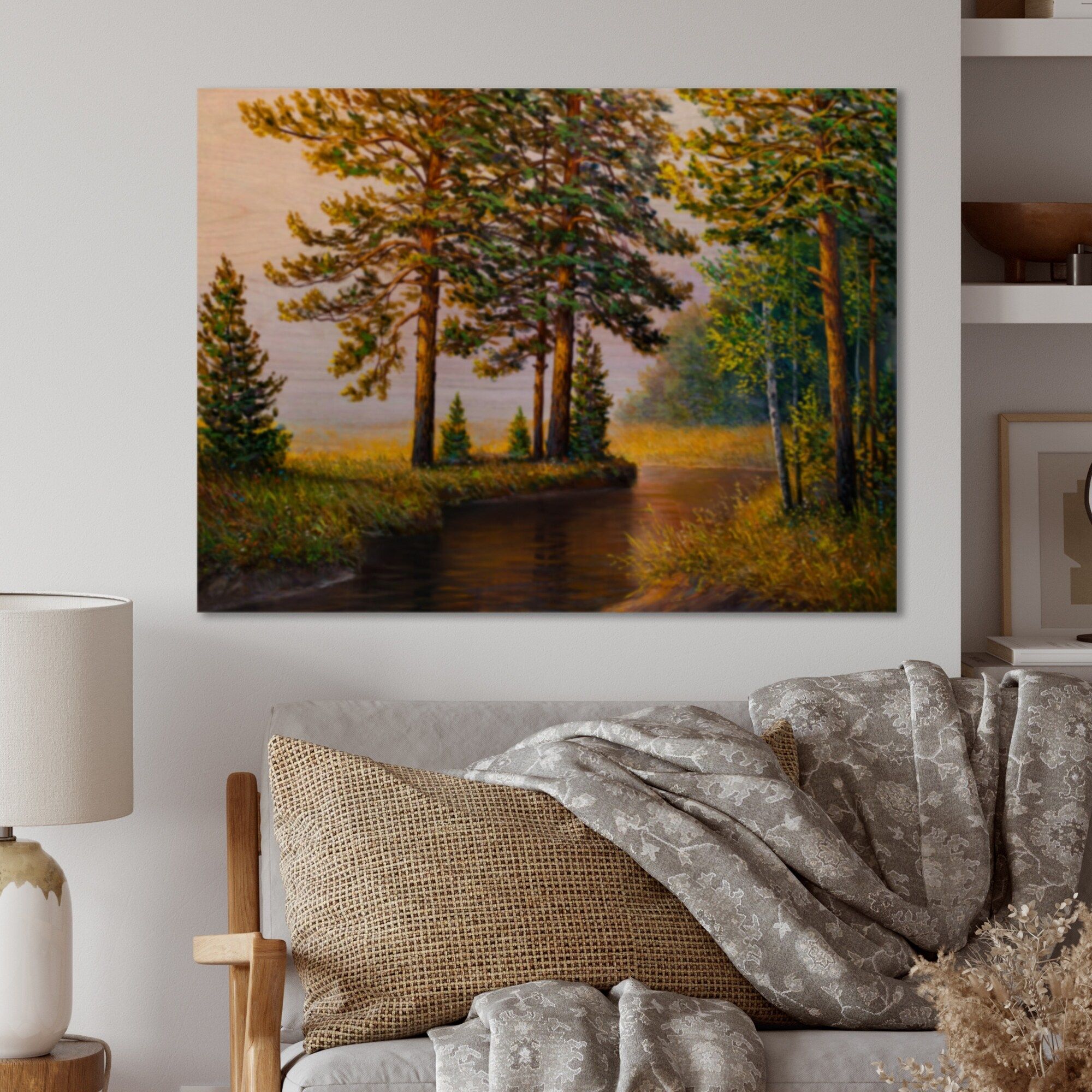 Designart 'forest Scenery On Summer River Ii' Traditional Wood Wall  Art Panels – Natural Pine Wood – Overstock – 36737103 Intended For Most Current Summers Wood Wall Art (View 2 of 20)