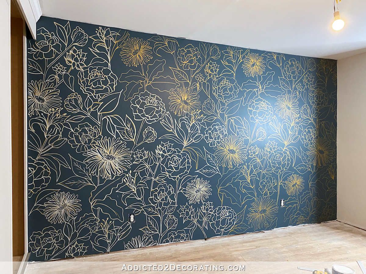 Diy Hand Drawn Floral Line Drawing Wall Mural (part 1 – Progress) –  Addicted 2 Decorating® Regarding Most Popular Hand Drawn Wall Art (View 3 of 20)