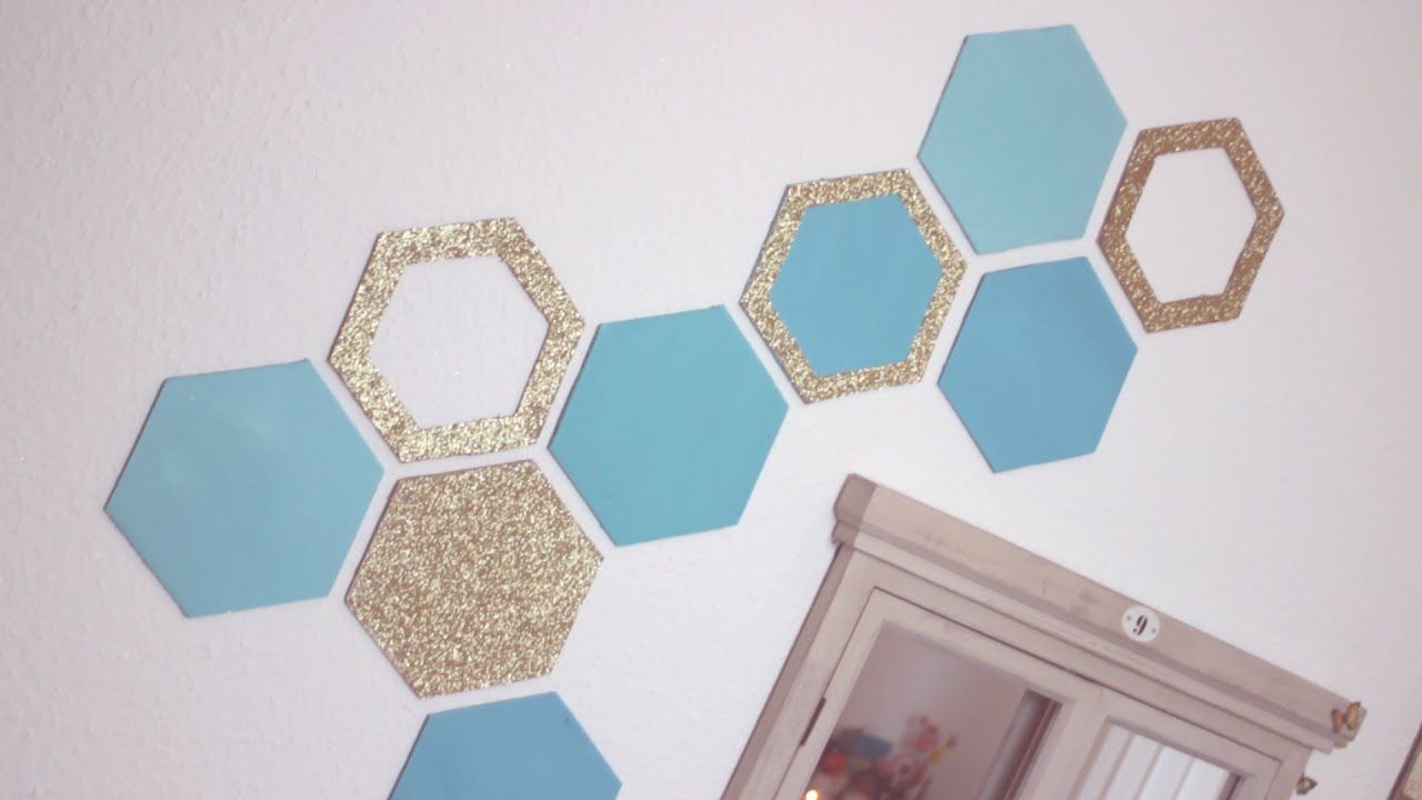 Diy: Honeycomb Wall Decor – Easy Recycling Home Decor Idea – Youtube Within Latest Teal Hexagons Wall Art (View 17 of 20)