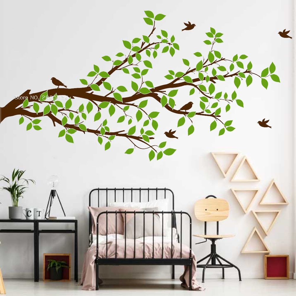 Diy Self Sticking Tree Branch Wall Decals For Living Room Branches Leaves  Birds Vinyl Sticker Art Baby Nursery Home Decor Lc1327|wall Stickers| –  Aliexpress With Best And Newest Colorful Branching Wall Art (View 15 of 20)