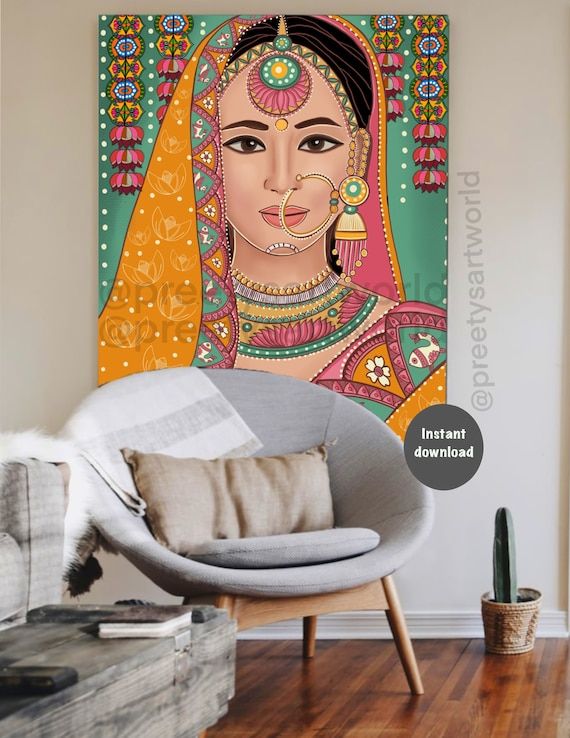 Dulhan I Indian Royal Art Printable Indian Wall Artindian – Etsy Israel Throughout Most Recently Released Indian Wall Art (View 5 of 20)