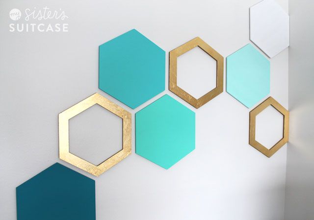 Easy Hexagon Wall Treatment – My Sister's Suitcase – Packed With Creativity For 2018 Teal Hexagons Wall Art (View 10 of 20)