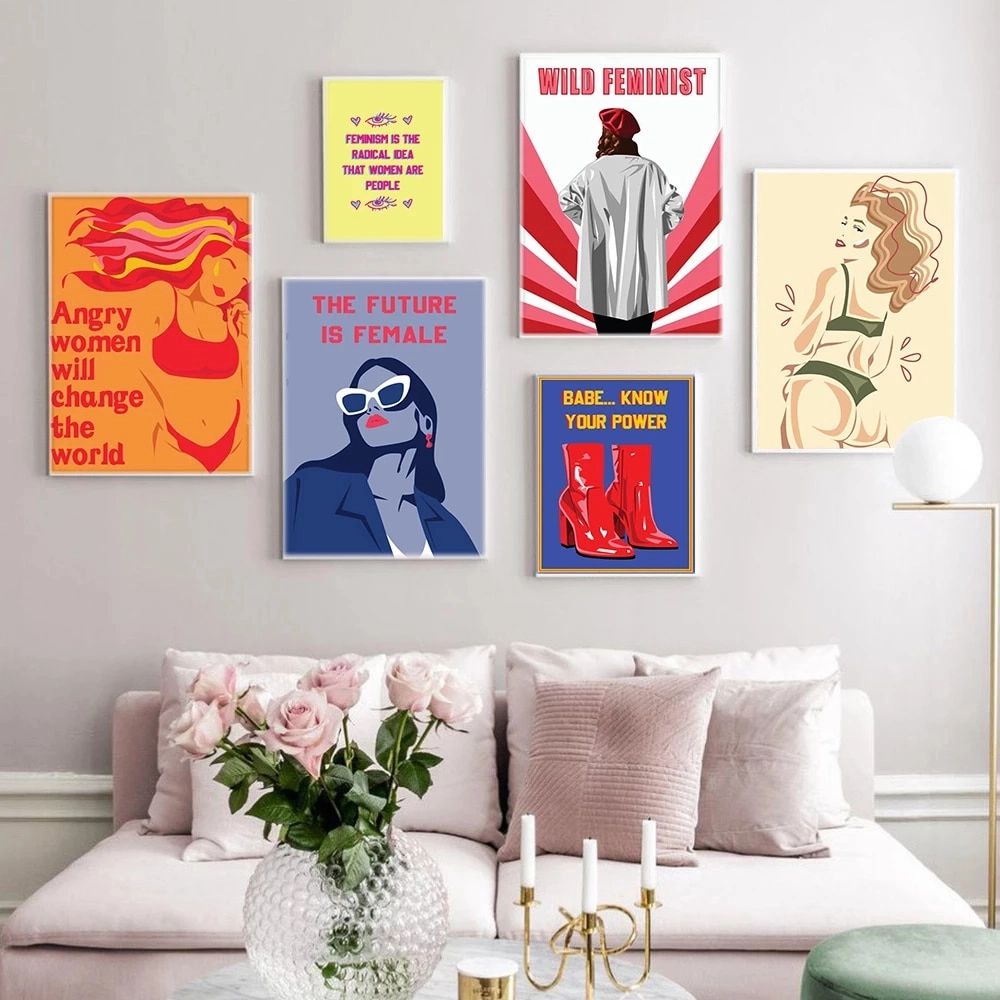 Empowering Feminist Fashion Girl Power Wall Art Canvas Painting Prints  Girls Gift Modern Pictures Living Room Bedroom Poster|painting &  Calligraphy| – Aliexpress Pertaining To Most Current Feminist Wall Art (View 13 of 20)