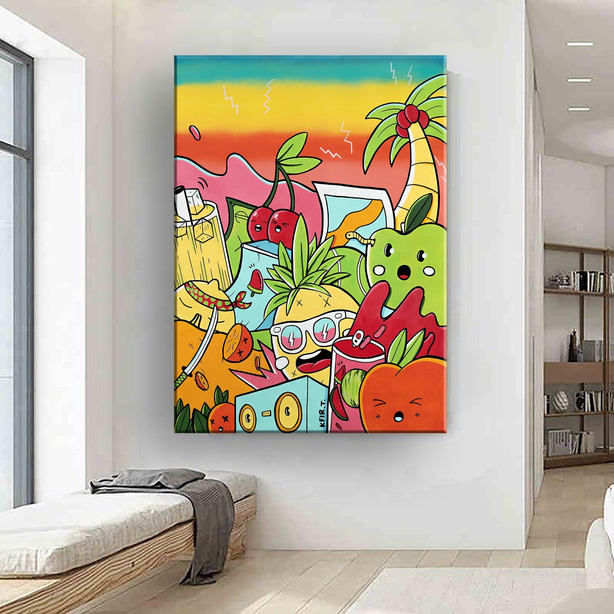 Extra Large Graffiti Style Wall Art Vertical Colorful Street – Etsy Pertaining To 2017 Graffiti Style Wall Art (View 1 of 20)